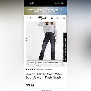 Rivet & Thread - Cali Demi Boot Jeans in Size 24